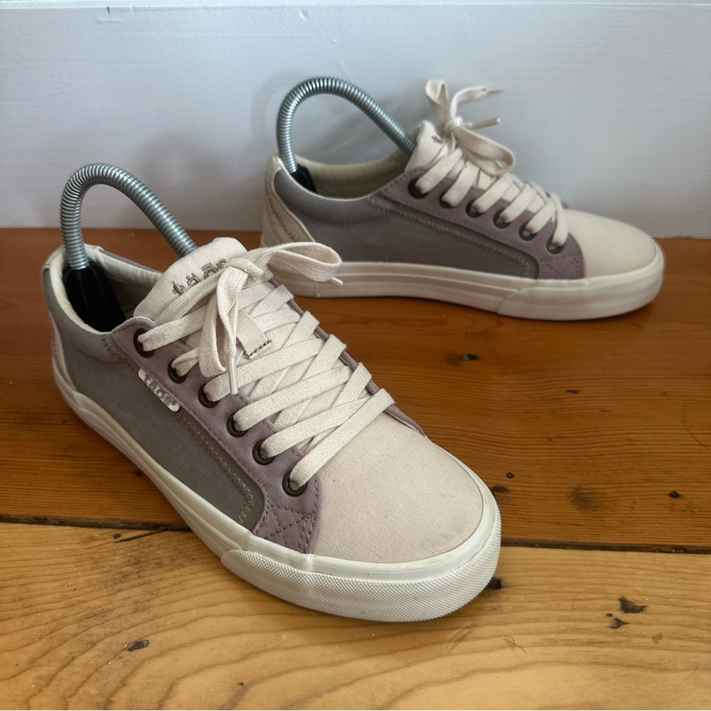 Taos Women's Size 6.5 Plim Soul Sneakers Canvas Neutral Lilac Taupe Grey Beige